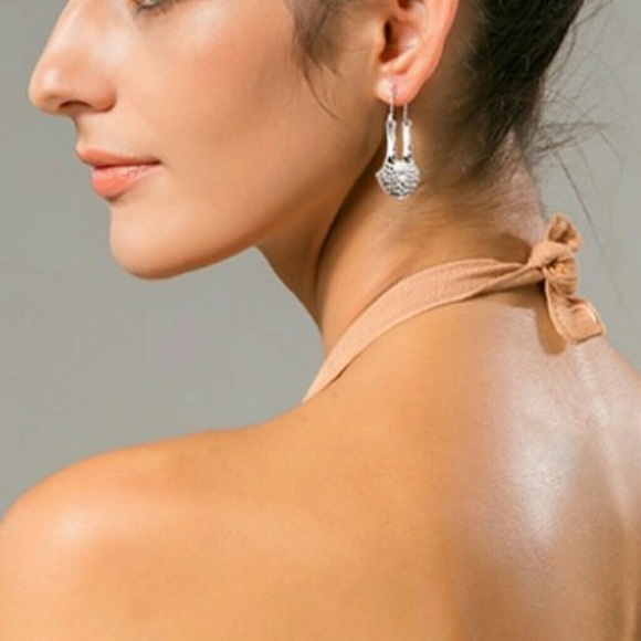 Hammered Dangle Earrings in Burnish Silver - Picture 5 of 5